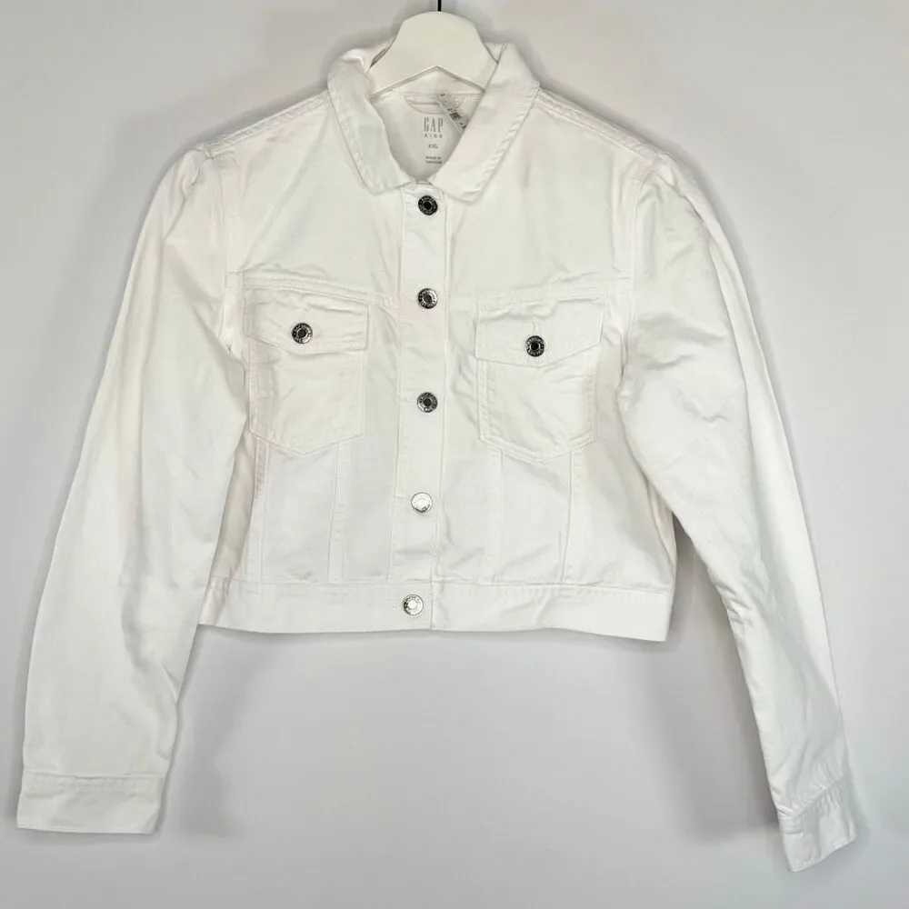 Gap Kids White Denim Jacket Waist Length NWT - US Girls 14-16 XXL